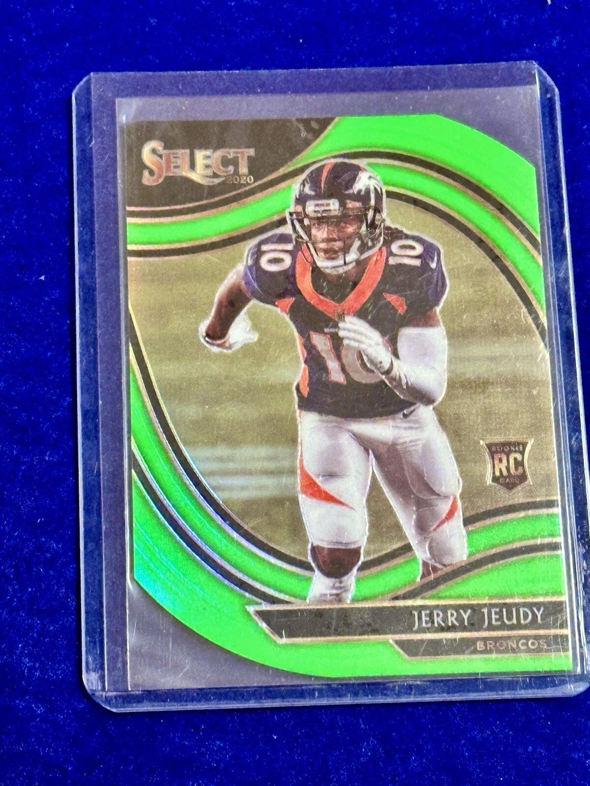 JERRY JEUDY 2020 Panini Select Neon Lime Green Die-Cut Prizm Field Level #356 RC