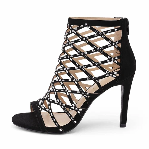 Women Rhinestone Sandals Open Toe Stilettos Heel Open Toe Dress Heel Sandals - Picture 4 of 11