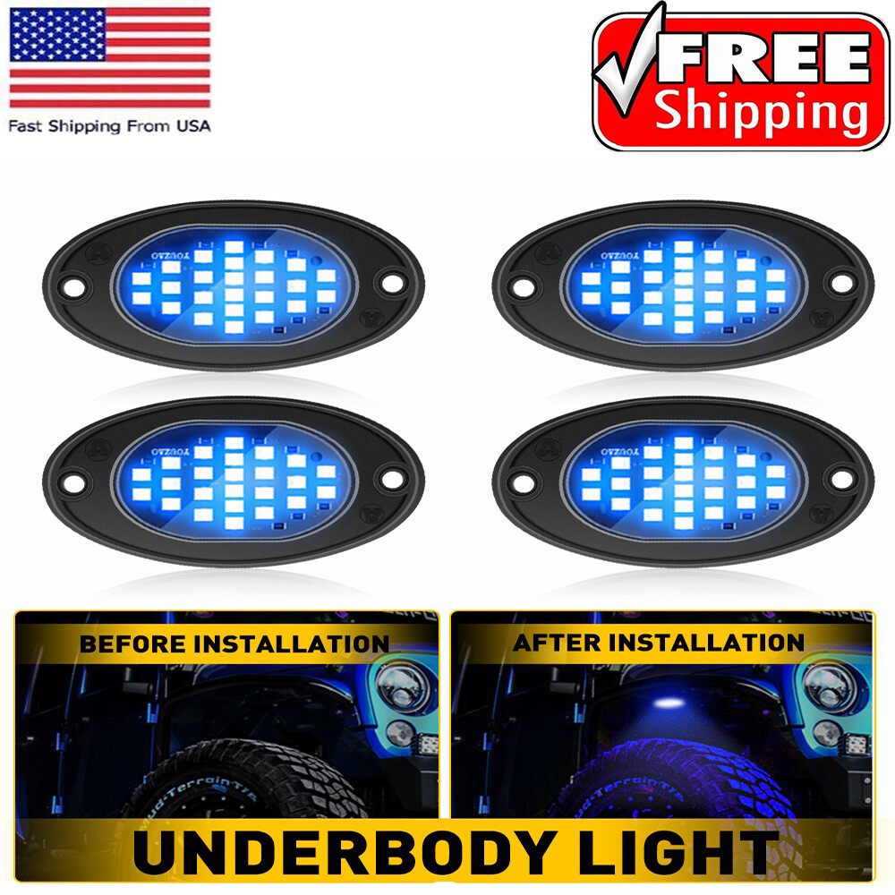 Underbody Rock Underglow Lights Universal For UTV ATV Cab SUV RV Boat Jeep Blue