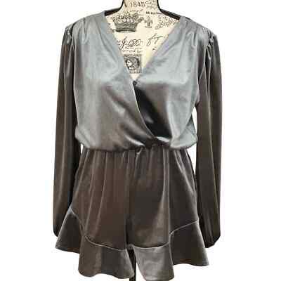 Fraiche by J Gray Velvet Shorts Romper Women's S