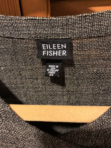 EILEEN FISHER Cardigan Jacket XS Gray Linen Blend Woven Top Close USA EXC Chic - Picture 3 of 7