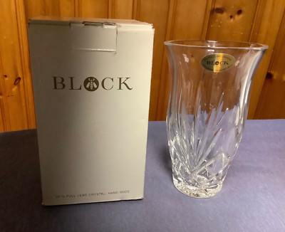 BLOCK 24% Full Lead Crystal Victoria 7'' Tulip Vase Hand Made Czech Republic