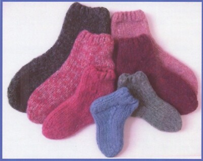 Dawn Brocco Knitting Pattern #5a New Fulled Family Booties Child & Adult