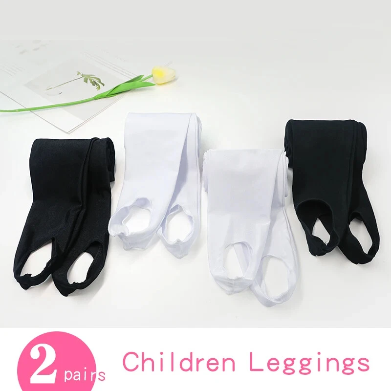 2 Pieces White/Black Ballet Tights Stirrup Pants Girls Dance Pantyhose Women - Image 4 of 4