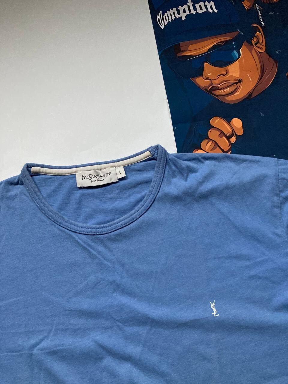 T shirt Yves Saint Laurent blu vintage uomo taglia L