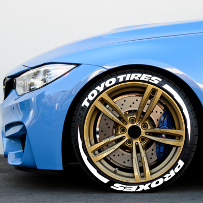 White TOYO TIRES PROXES Permanent Tire Lettering Sticker 1.20