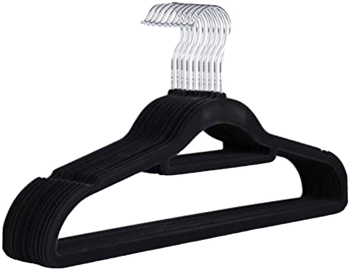 Black Velvet Hangers 100 Pack, Thin Non Slip Space Saving Coat