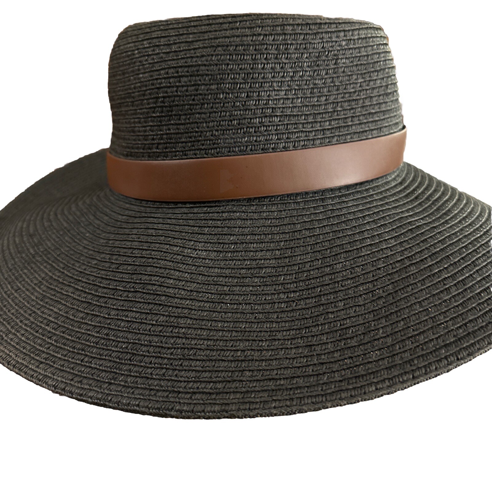 Sun N Sand Headwear Womens Black Woven Straw Hat Wide Brim Audrey Hepburn