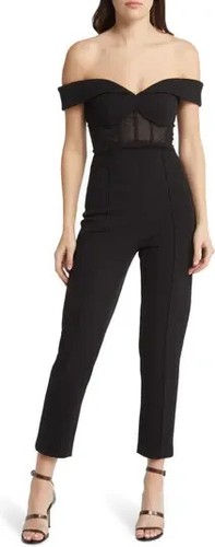 Misha Black Colby Bustier Bodice Jumpsuit Size X-Small $436