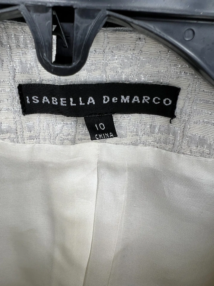 Jaqueta Isabella DeMarco feminina branca prata metálica estruturada blazer carreira - Imagem 3 de 4