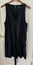 "BANANA REPUBLIC"  Solid Black Romper Sleeveless V-neck W/Pockets SIZE 14