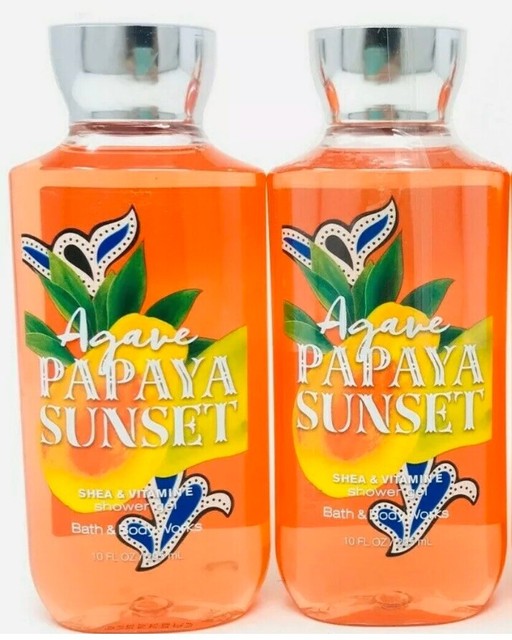 2 Bath & Body Works Agave Papaya Sunset Shower Gel Body Wash 10 fl oz