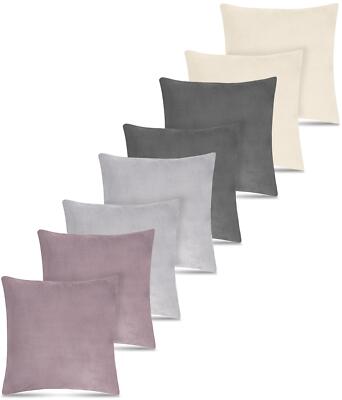 2er Pack Sofa Kissenbezüge 45x45cm Flanell Teddy-Fleece Reißverschluss