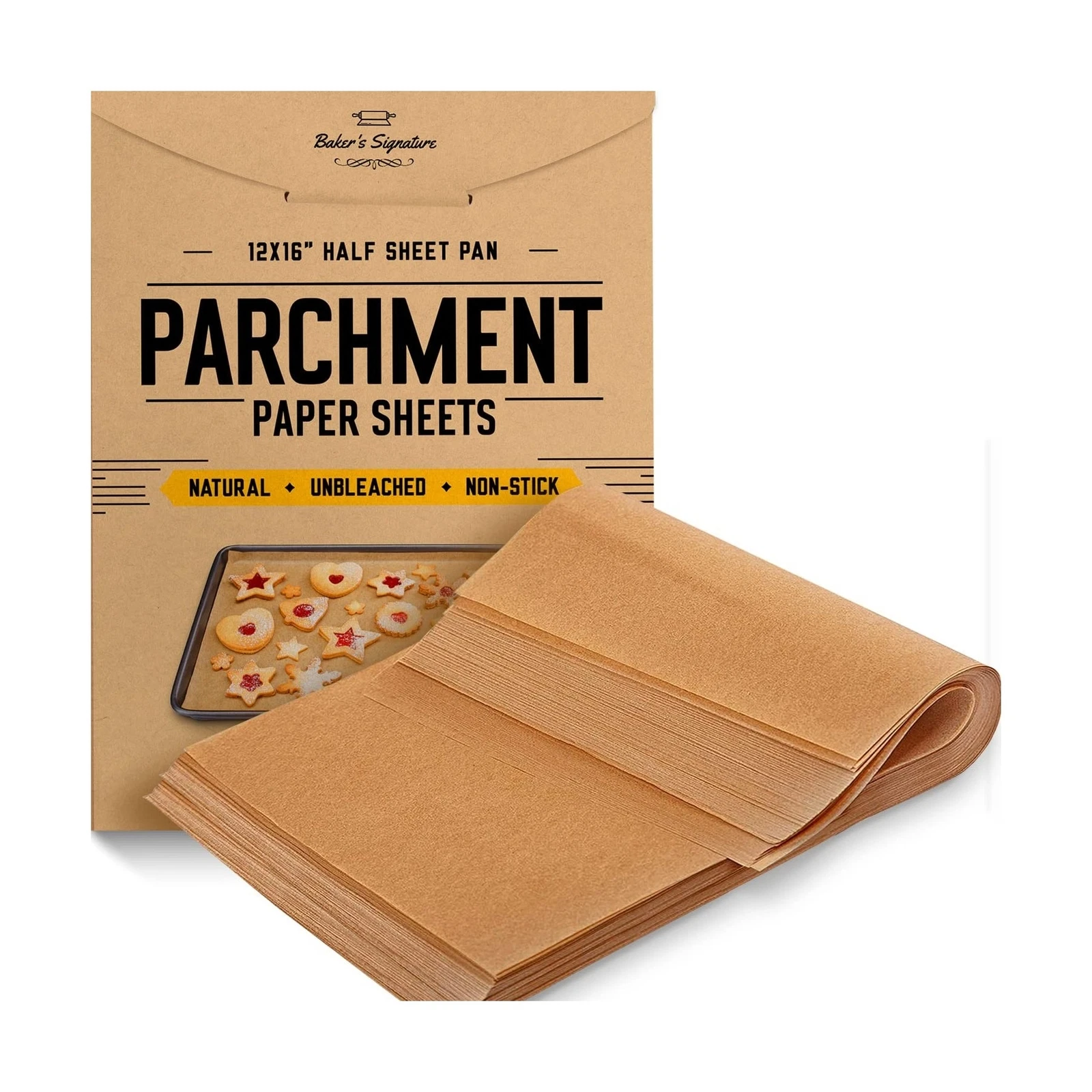 Parchment Paper Baking Sheets by Baker's Signature | Precut Non-Stick & Unble...