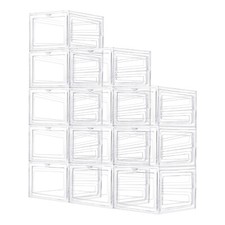6 9 12 Transparent Case Shoe Display Boxes Sneaker Trainers Organizer Stackable