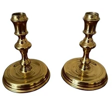 Heavy Brass Taper Candlesticks Set of 2 Holiday Table 
