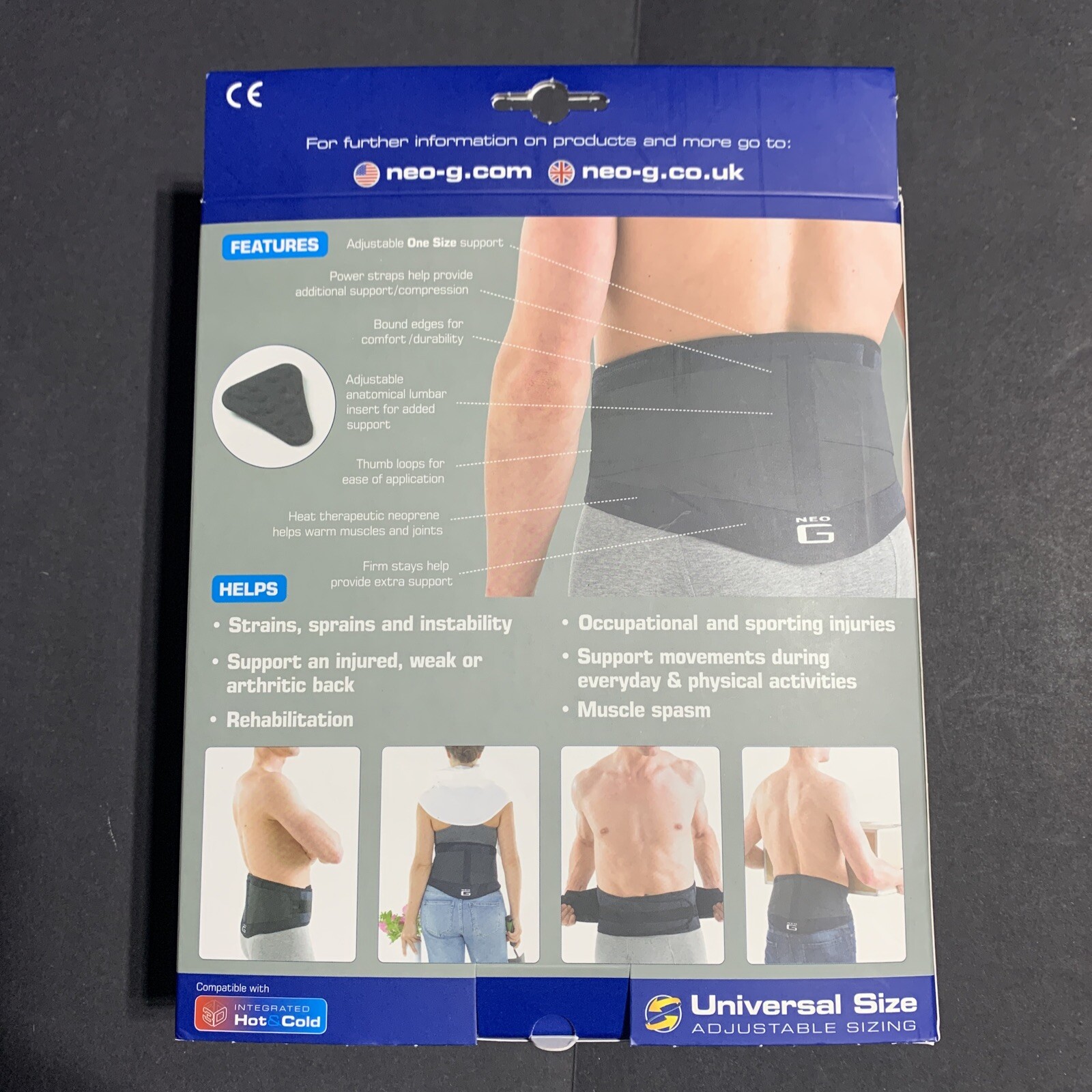 NEW Neo G Back Brace With Power Straps Universal Size Ref 890