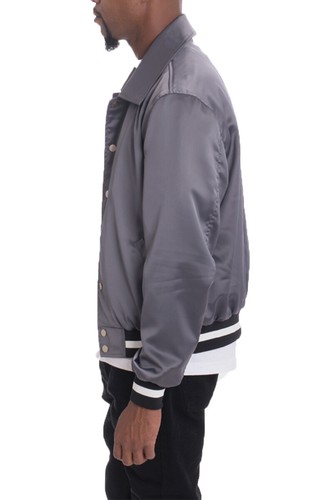 Herren Satin Polyester Kragen Druckknopf Verschluss Tasche Freizeitjacke - Bild 13 von 23