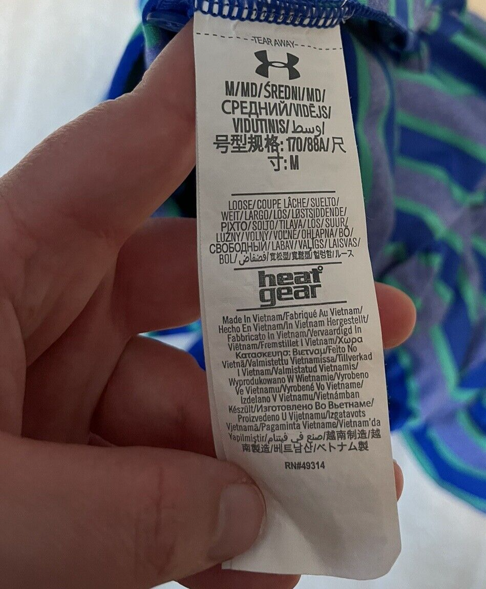 せい様 Under Armour Heat Gear Loose Blue Green Striped Golf Polo M