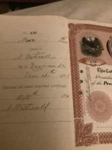 1891 stock Nathaniel Wetherell and family sig.Greenwich CT family.huge discount