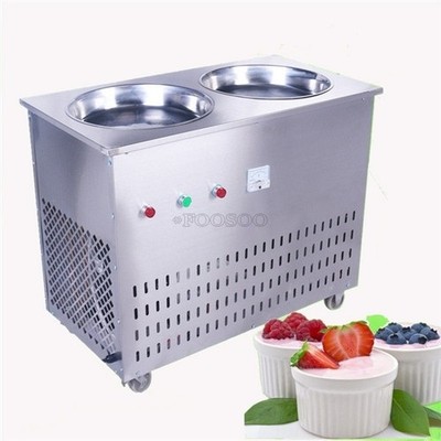Double Pan Fried Ice Cream Machine Thailand Fruit Ice Cream Roll Maker 220V Y yi