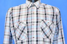 vintage 80s LEVIS BLUE BLACK RED PLAID POCKET TAPERED BUTTON DOWN SHIRT S