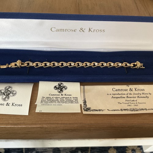 JBK Jackie Kennedy Camrose & Kross CZ Curb Link Gold Plated Bracelet