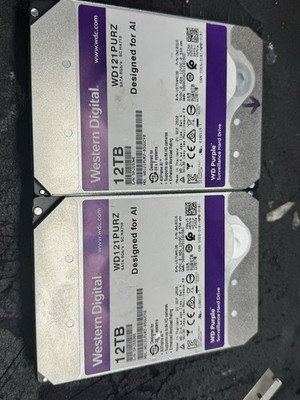 Western Digital 12TB WD121PURZ Purple 3.5'' SATA Surveillance Hard Drive 2pcs