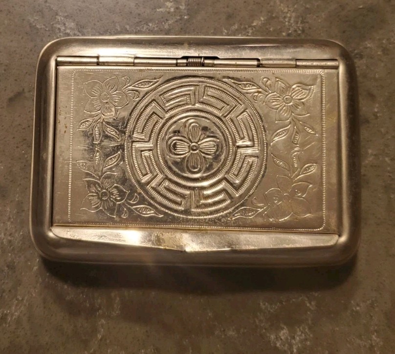 1930 cigarette case VTG German Art Deco Silver Cigarette Case W/ Match Holder Pocket Case  1930-40's