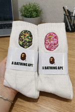 BAPE A Bathing Ape Big Ape Head Embroidered Crew Socks Twin Pack Streetstyle New