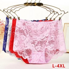 Mesh Lace Panties Women Plus Size High Waist Hollow Seamless Briefs Lingerie