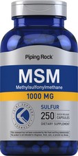 MSM 1000mg  250 Capsules  Sulfur Supplement  Non-GMO  by Piping Rock