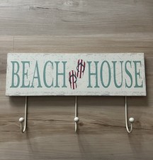 Beach Home House Wood Wall Sign With Hook Beach House Wooden Decorations