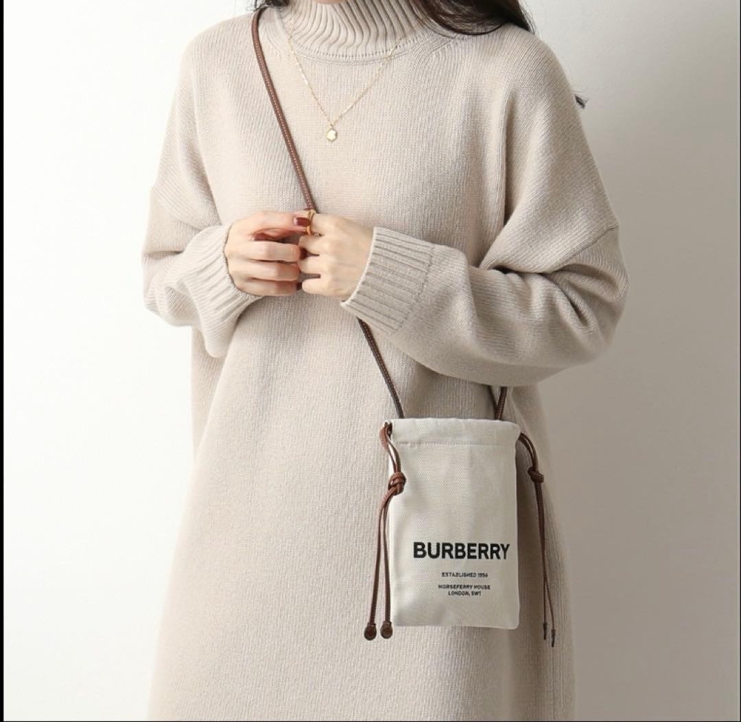 Burberry Mini Drawstring Shoulder Bag Canvas Leat… - image 2