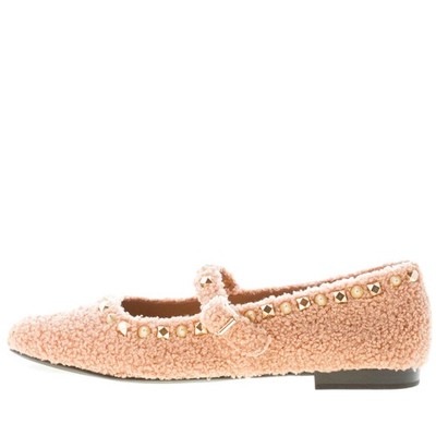 ASH Damen Schuhe Ballerina Beatnik Fur Öko Fell beige mit Nieten