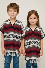 Handwoven Mexican Sarape Poncho for Kids Ages 4  8   Chiapas Artisan Heritage