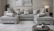 Cinema luxury Lilly U Shape High Back Silver Velvet Fabric With Cushions