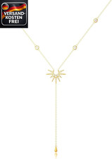 Goldene Damenhalskette lange Sonnenanhänger Schmuck Strand & Alltag