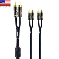 2 Channel to 4 Channel RCA Audio Interconnect Cable 2 Male to 4 Male Y Splitter