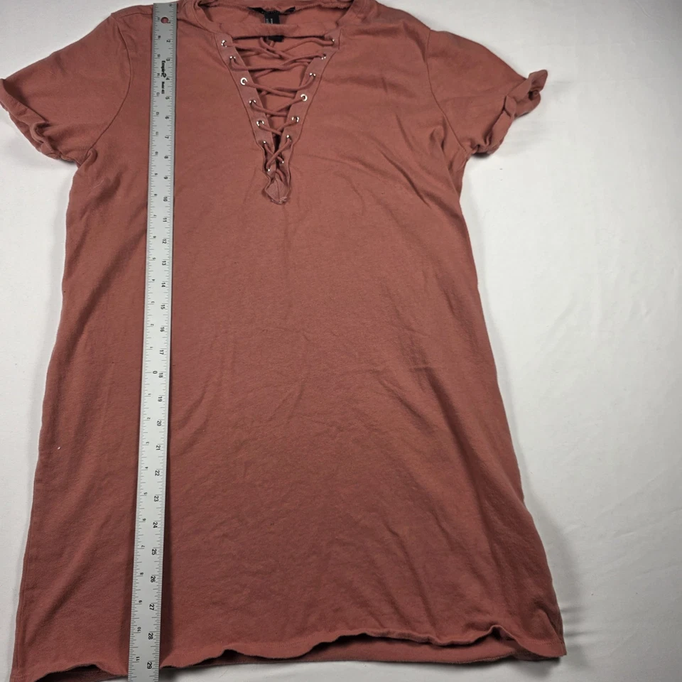 Forever 21 Mujer Rosa Con Cordones Camiseta Vestido Manga Corta Informal Algodón Talla M Foto 4 de 4