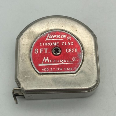 Vintage LUFKIN C928 MEZURALL Chrome Clad 1/2'' x 8 Ft Tape Measure USA Made Tool