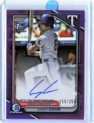 2024 Bowman Draft Casey Cook Prospect Auto Purple Refractor #/250 MLB Card