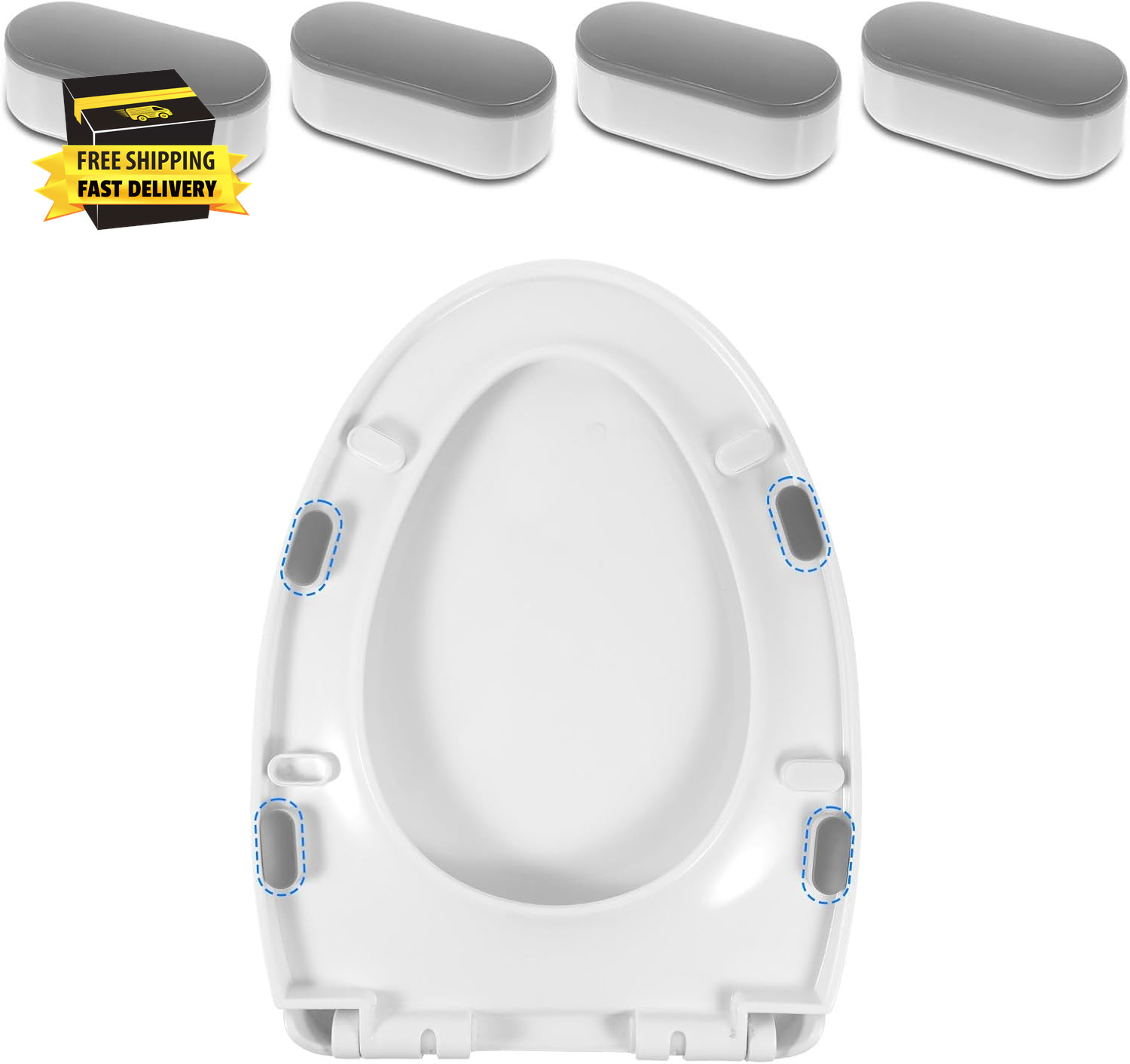 4 Pcs Toilet Seat Bumpers, Universal Toilet Seat Rubber Bumpers Replacement with