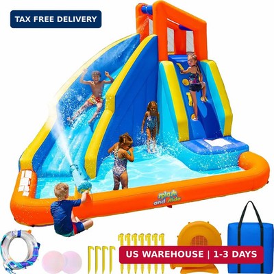 Sportspower Big Wave II Large Outdoor Inflatable Water Slide with Climbing Wall