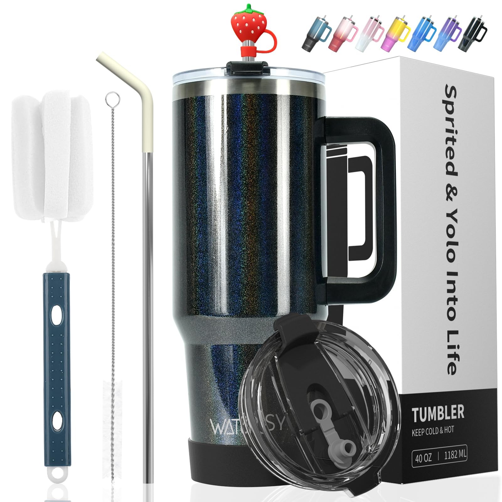 Bouteille isotherme sous vide 40 oz conservation froid 24h à poignée