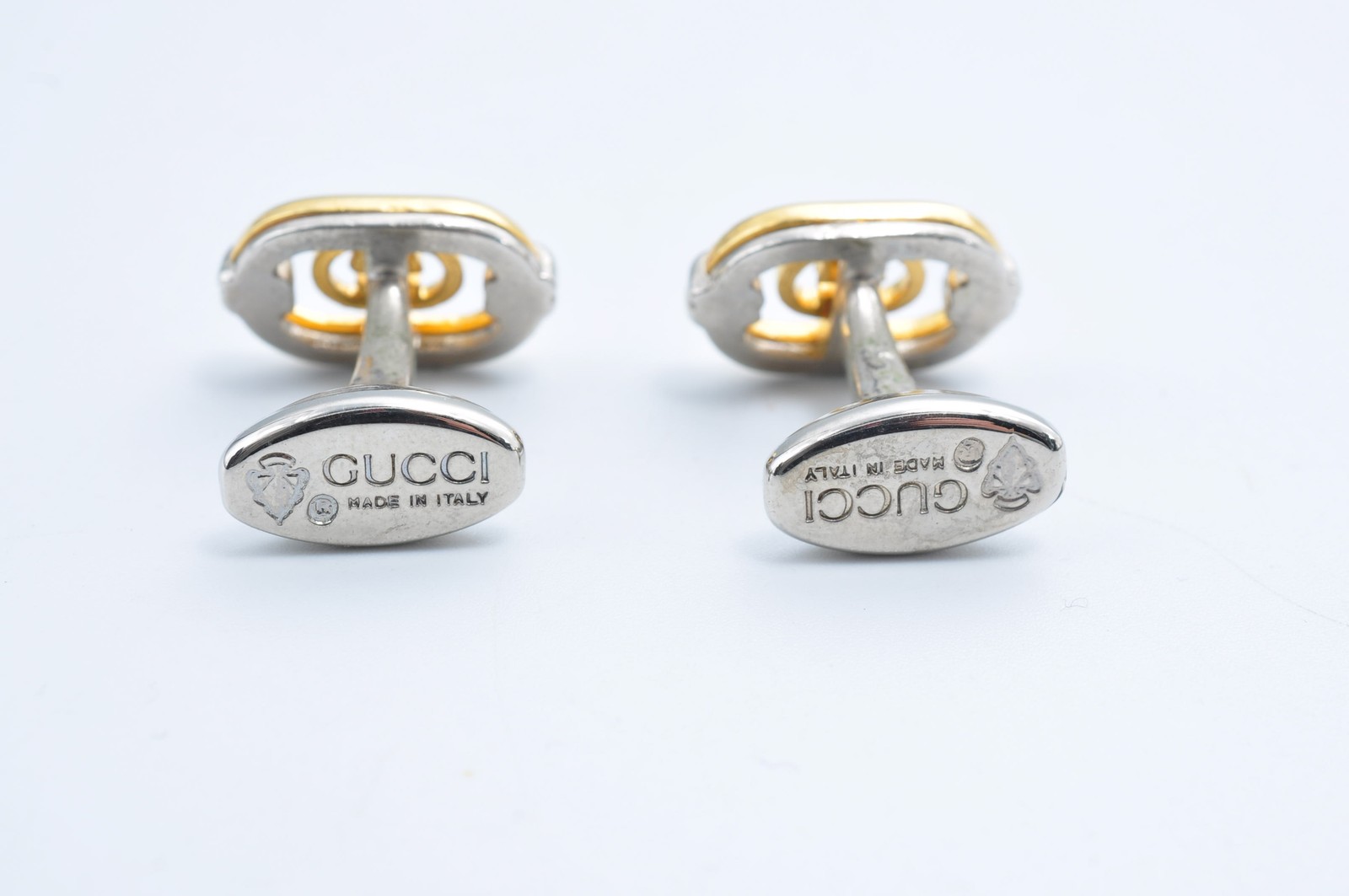 GUCCI Interlocking Cufflinks Gold Silver Logo Men… - image 4