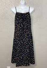 SHEIN Womens Dark Floral Babydoll Coquette Midi Dress Size L Romantic Whimsigoth