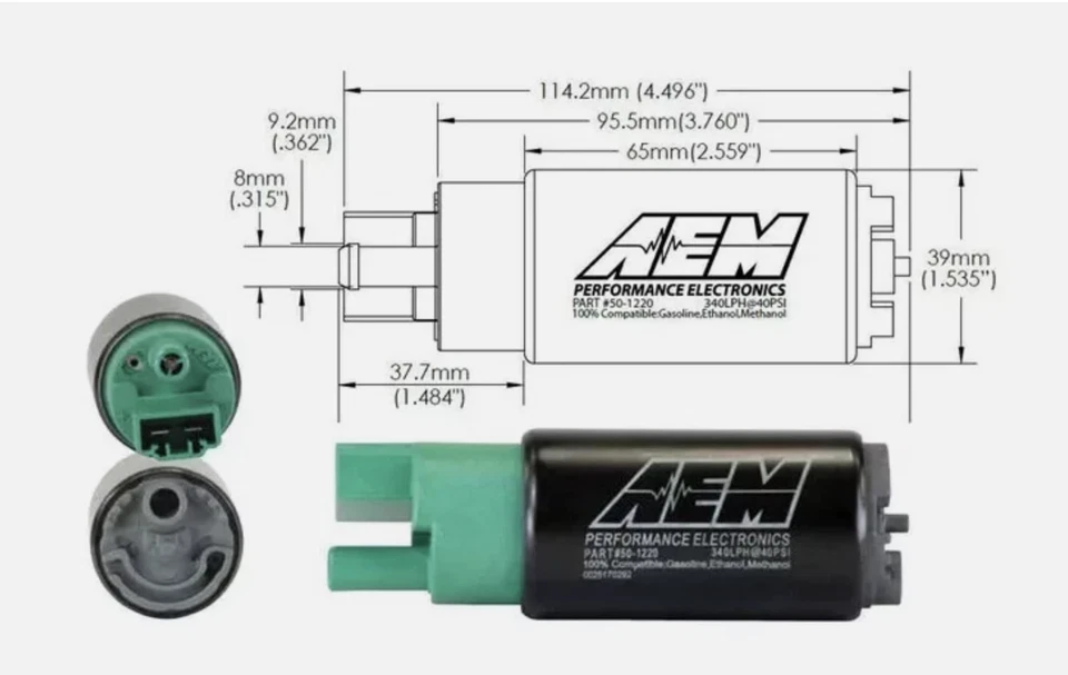 AEM 340lph E85 High Flow In-Tank Fuel Pump XR6 Turbo LS1 LS2 LS3 LSA HSV - image 3 of 4