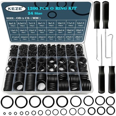 High-Temp Resistant 1200 Pcs O-Ring Kit with Tools: Ideal for Repairs & Sealing