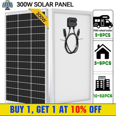 300W 12V Watt Monocrystalline Solar Panel Home RV Car Off Grid Battery Power PV